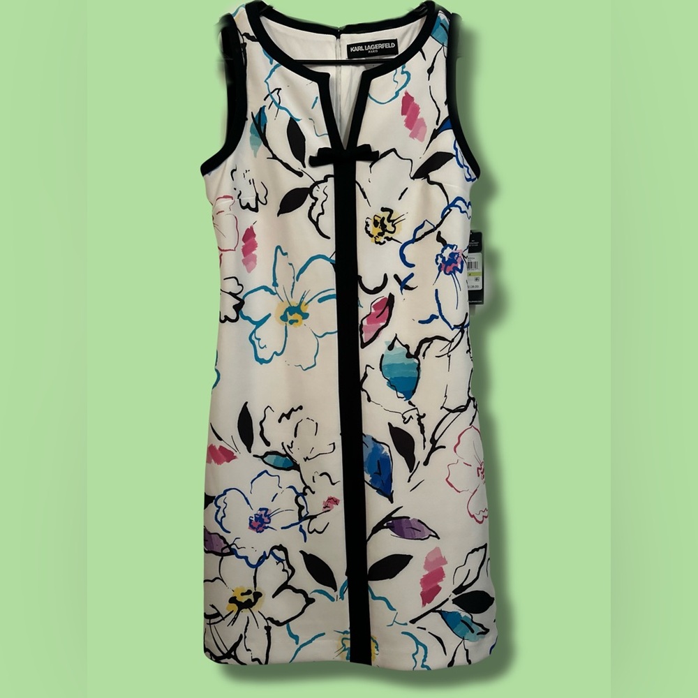 Karl Lagerfeld Floral Mini Dress - Black and White